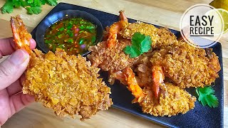 Easy Crispy Cornflakes coated prawns with a killer dipping sauce Asian style spicy sauce [upl. by Alta585]