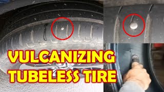 HOW TO VULCANIZE A TUBELESS TIRE PATCHING METHOD [upl. by Gorlin]