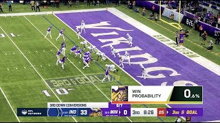 Win Probabilities of the Minnesota Vikings Largest Comeback in NFL history  Next Gen Stats [upl. by Alekram]