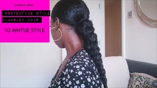 Sleek Braided ponytail protective style  w Marley hair [upl. by Edyaj618]