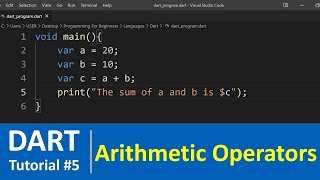 Dart Tutorial 5  Arithmetic Operators  How to Add Two Numbers in Dart [upl. by Martguerita]