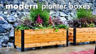 DIY Modern Raised Planter Box  How To Build  Woodworking [upl. by Zondra]