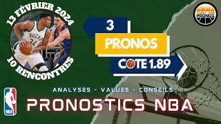 PRONOSTICS NBA MES 3 PRONOSTICS 130224 [upl. by Nahtanoy]