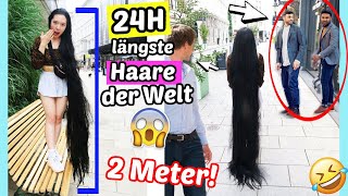 PEINLICH 24 Stunden die LÄNGSTEN HAARE der Welt tragen in der Stadt Hamburg mit BFF amp sie färben [upl. by Teador426]