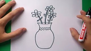 Como dibujar un jarron con flores paso a paso 2  How to draw one vase with flowers 2 [upl. by Anoyi]