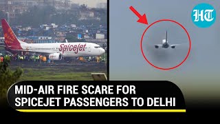 Spicejet plane catches fire midair after bird hit Emergency landing at Patna airport [upl. by Corvese]