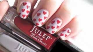 Mini Hearts Manicure Nail Art Tutorial [upl. by Enner891]