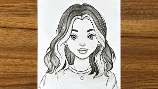 Cute girl drawing  Girl drawing easy step by step  Beautiful girl drawing for beginners [upl. by Ecnadnak]