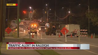 Water main repairs close Crabtree Blvd in Raleigh [upl. by Feodora]