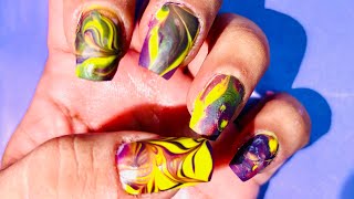 Matt water marble nail art [upl. by Ellennod]