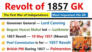 1857 Revolt GK  1857 ki kranti  1857 की क्रांति  Revolt of 1857 Mcq  Modern history of India [upl. by Madai157]