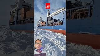 Icebreaker ship towing a container ship viralshort cargoship viralvideo [upl. by Llerdnek]