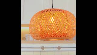 Bamboo Pendant Lamp Handwoven Light Shade Hanging Basket Flexible Restaurant Lighting [upl. by Nyluqcaj]