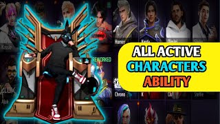 Free Fire All Active Character Ability Test  All Active Character Ability Full Detail [upl. by Cogswell]