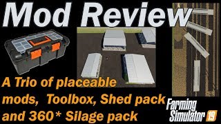 Farming Simulator 19  Mod Review  Toolbox Small and Med Easy Shed 2 and Rotatable Bunker Silos [upl. by Elli]