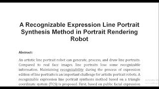 A Recognizable Expression Line Portrait Synthesis Method in Portrait Rendering Robot [upl. by Nayrbo]