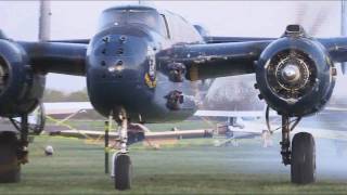 B25 Mitchells taking off from Grimes Field in Urbana Ohio for Doolittle Anniversary [upl. by Meriel412]