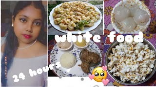 I only ate White Food  for 24 hours challenge ll white sauce pasta amp dahi chicken recipe😋 [upl. by Smallman]