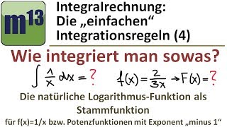 Integrieren  Stammfunktion bilden 4 Funktion 1x Potenzfunktion mit negativem Exponenten [upl. by Neelasor529]