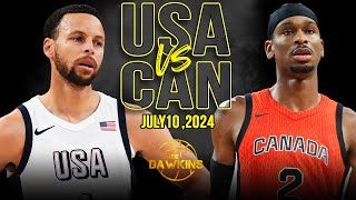 USA vs Canada Full Game Highlights  Olympics WarmUp  July 10 2024  FreeDawkins [upl. by Danyluk368]