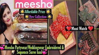 Meesho latest Designer Partywear amp Weddingwear Saree haul  Meesho haul  Meesho Saree haul Shweta [upl. by Khalin]