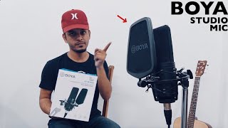 BOYA Studio Condenser Microphone To Record Vocals instruments  Unboxing Review amp Sound Test [upl. by Axe]