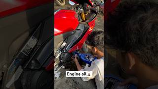 Engine oil ￼change R15v4 mt15 motovlog biker shortsfeed r15fans r15racer r15andr15mdifference [upl. by Ylimme876]