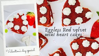 Eggless Red Velvet mini heart cakes  valentine’s day special [upl. by Jaynell]