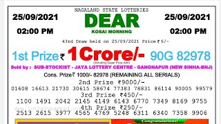 Lottery Sambad Live 2 Pm 25092021 Nagaland Lottery [upl. by Norrv]