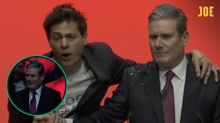 The moment protester derails Keir Starmers conference speech by throwing glitter at him [upl. by Novahs]