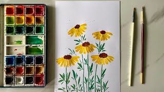 Easy Watercolor florals  Watercolor flowers  Watercolors for beginners [upl. by Enirac]