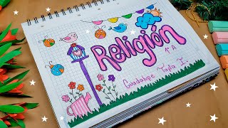 🌼Carátula de Religión 🌼 Regreso a Clases 2023 Religion Coverلغة الغلاف [upl. by Halland]