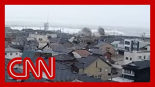 See massive waves after earthquake hits Japan [upl. by Nonnek192]