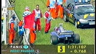 F1 Brazil 1998 WarmUp Panis crashes heavily DF1 [upl. by Atinas]