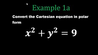 APPLY ENGINEERING MATHEMATICS  Conversion of Cartesian Equation to Polar Form Example 1a [upl. by Derdlim]