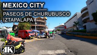 Paseos de Churubusco Iztapalapa 🇲🇽 Ciudad de México  4K Walking Tour [upl. by Bultman]