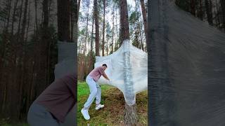 We made a tree HOUSE out of plastic foil 🏡🌲🫢💚🌳 Jak Wam się podoba 🤭💚 [upl. by Ahsila]