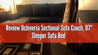 Review Ucloveria Sectional Sofa Couch 87quot Sleeper Sofa Bed with Reversible Storage Chaise Pull Out [upl. by Acitel]