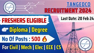 TANGEDCO Technician Apprenticeship Recruitment 2024 for Engineering Graduates amp Diploma Holders [upl. by Andrej]