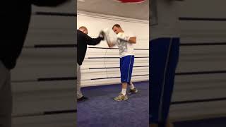 John Fewkes on pads with 58 yr old Dennis Hobson at gym in Sheffield [upl. by Aras700]