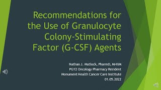 Recommendations for the Use of Granulocyte Colony Stimulating Factor [upl. by Skvorak]