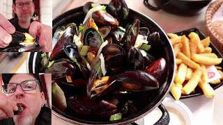 Mussels in Brussels  Seafood in Belgium  Mussels in White Wine  Jan Tom Yam [upl. by Aleehs]