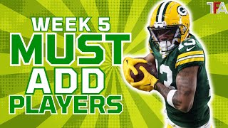 Week 5 MUST ADD Waiver Wire Pickups  Fantasy Football Advice 2024 [upl. by Ahnavas]