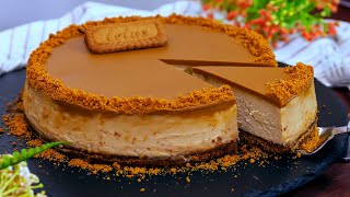 How to make a PERFECT baked LOTUS BISCOFF Cheesecake 🍰 [upl. by Cirted]