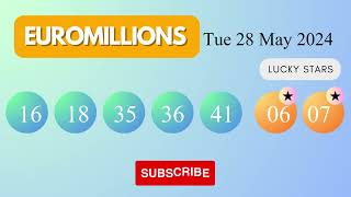 EuroMillions Draw Results on Tue 28 May 2024 The National Lottery UK [upl. by Arykahs365]