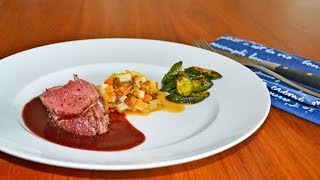 Kochen für Anfänger Rinderfilet auf Rotweinsauce mit Berglinsen und Zucchini  Kochen lernen [upl. by Lahcsap254]