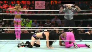 Paige amp AJ Lee vs The Funkadactyls Cameron heel turn Raw 070814 [upl. by Eittah]