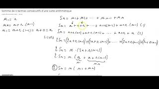 Somme de n termes consécutifs dune suite arithmétique en 4 [upl. by Sirdi]