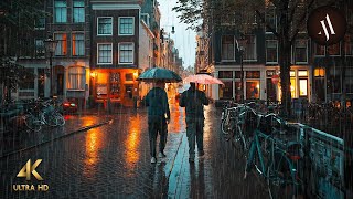 Rain Walk in Amsterdam・4K ASMR [upl. by Elfstan939]