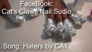 Cats Claws Nail Studio Tips How to soak off acrylic nails with foil paper [upl. by Smiley891]